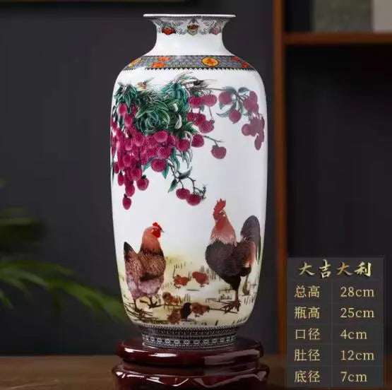 Traditional Vintage Chinese Ceramic Vase with Animal Motif