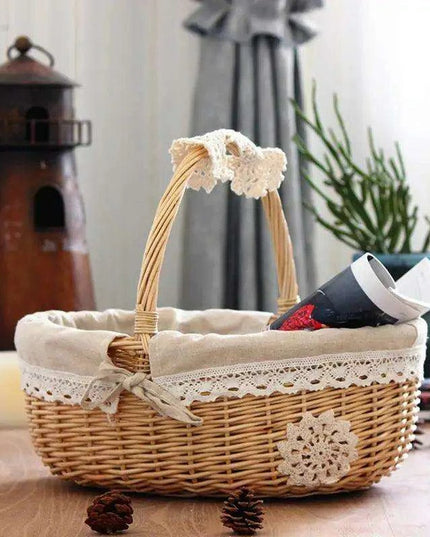 Eco-Chic Handcrafted Wicker Storage Basket with Washable Liner