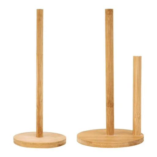 Bamboo Wood Roll Paper Organizer Stand for Kitchen and Bathroom Storage