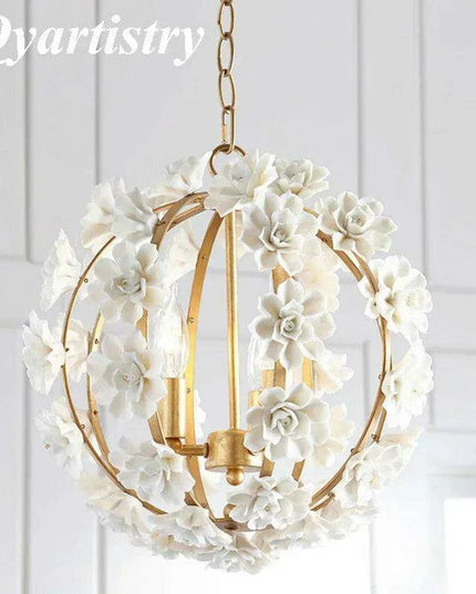 Elegant Retro White Floral LED Ceiling Lamp - A Timeless Luxury Accent for Your Home