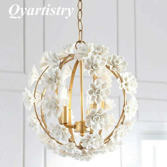 Elegant Retro White Floral LED Ceiling Lamp - A Timeless Luxury Accent for Your Home