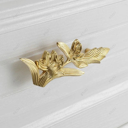 Luxury Pure Copper Floral Cabinet & Drawer Handle