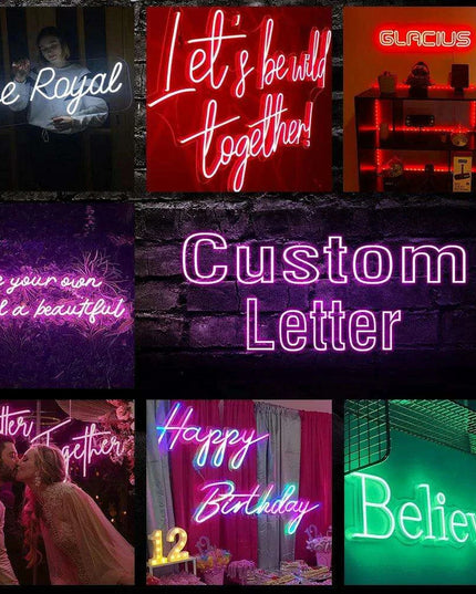 Customizable Neon LED Number Sign Set - Illuminated Decor for Events and Home