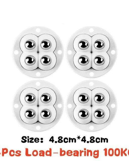 4-Pack Premium Heavy Duty Stainless Steel Furniture Casters with 360° Mobility and Easy Peel-and-Stick Installation (Load Capacity: 20/200Kg)