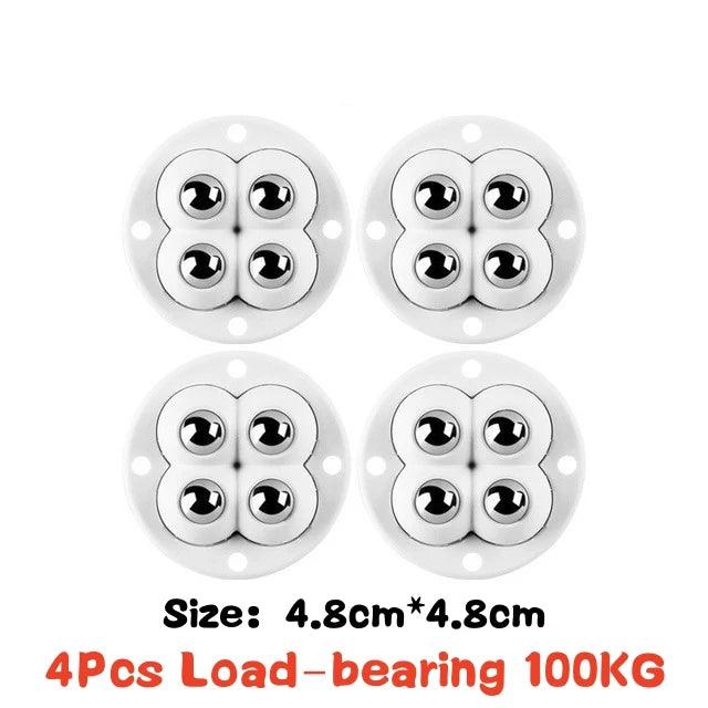 4-Pack Premium Heavy Duty Stainless Steel Furniture Casters with 360° Mobility and Easy Peel-and-Stick Installation (Load Capacity: 20/200Kg)
