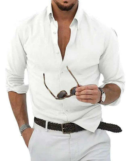 Men's Elegant Lightweight Linen Shirt – Essential Long Sleeve for Summer Beach Style