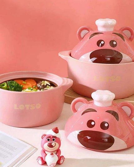 Charming Winnie the Pooh Ceramic Casserole for Gas Stove Cooking