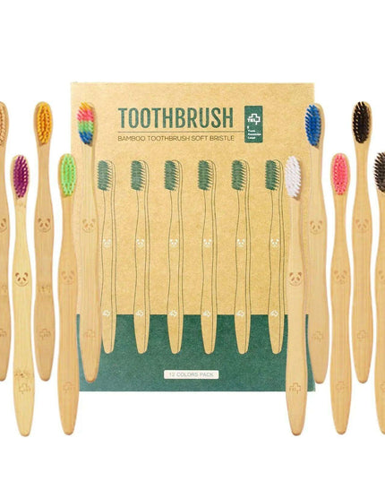 12 Pcs Charcoal Bamboo Toothbrushes Soft Eco-Friendly