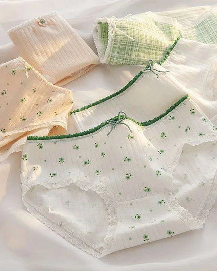 Luxe Lace Cotton Briefs Set - 5-Pack Women's Breathable Underwear in M-2XL Sizes