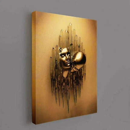 Golden Embrace Metal Figure Sculpture - Romantic Home Decor Piece