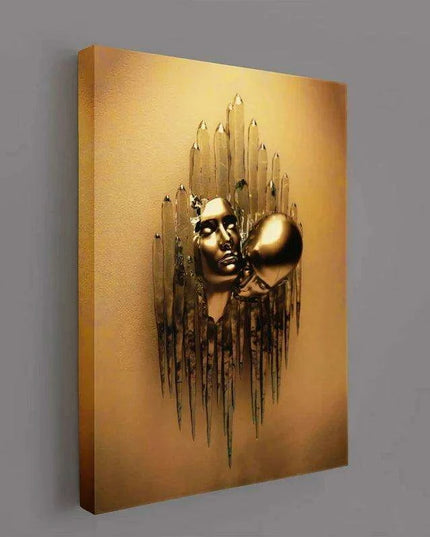 Golden Embrace Metal Figure Sculpture - Romantic Home Decor Piece