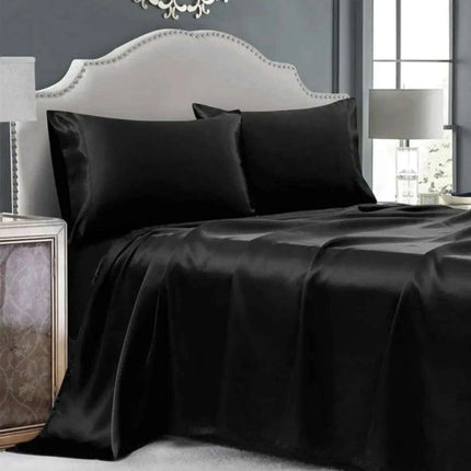 Elegant Black Silk Satin Duvet Cover Set - Enhance Your Sleep and Nourish Your Skin and Hair