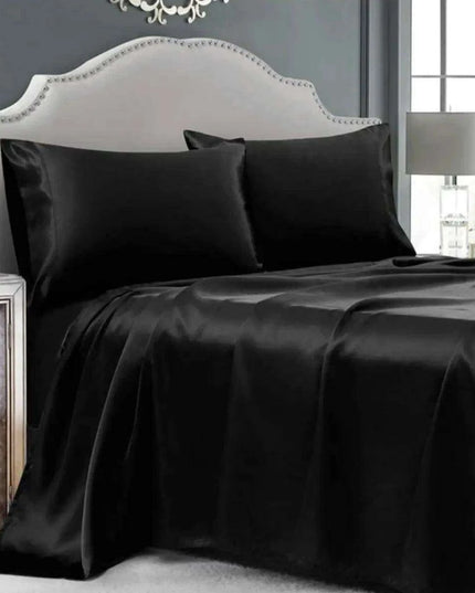 Elegant Black Silk Satin Duvet Cover Set - Enhance Your Sleep and Nourish Your Skin and Hair