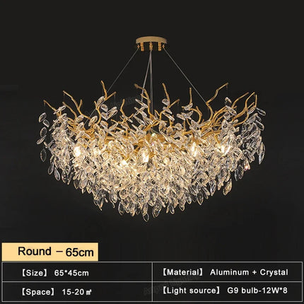 Luxury Gold LED Chandelier — Round & Linear | 6 Sizes | Living Room & Hotel