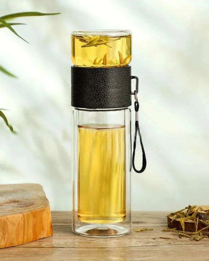 Eco-Friendly 400ML Borosilicate Glass Tea Infuser Bottle with Double Layer Design