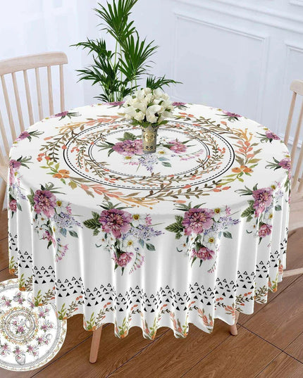 Chic 63-Inch Waterproof Dining Tablecloth: Wrinkle-Free Polyester Elegance