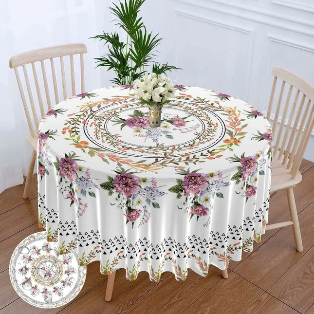 Chic 63-Inch Waterproof Dining Tablecloth: Wrinkle-Free Polyester Elegance