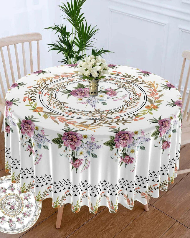 Chic 63-Inch Waterproof Dining Tablecloth: Wrinkle-Free Polyester Elegance