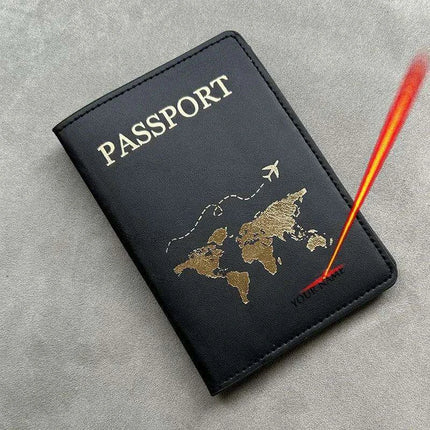 Custom Engraved Passport Holder for Adventurous Couples - Elegant Travel Essential