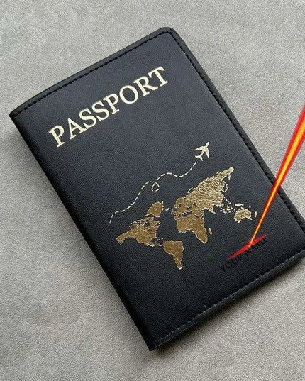 Custom Engraved Passport Holder for Adventurous Couples - Elegant Travel Essential