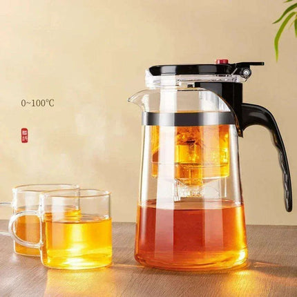 Elegant One-Touch Infuser Glass Teapot for Effortless Brewing Mastery