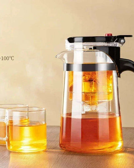 Elegant One-Touch Infuser Glass Teapot for Effortless Brewing Mastery