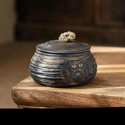 Elegant Vintage Gilt Ceramic Tea Pot - Artistic Storage Solution and Stylish Home Accent