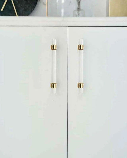 Luxurious Gold Acrylic Drawer Handles with Crystal Detailing - Chic Cabinet Pulls