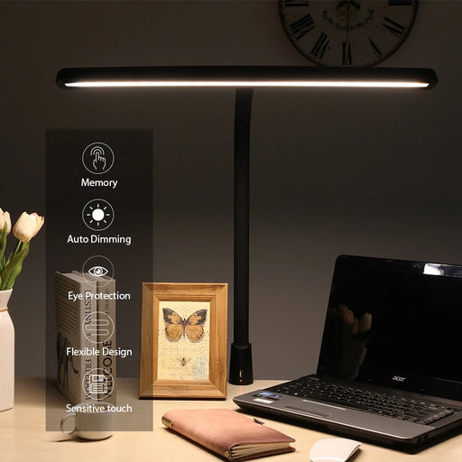 Adjustable LED Desk Lamp with Auto Dimming and Wide Illumination