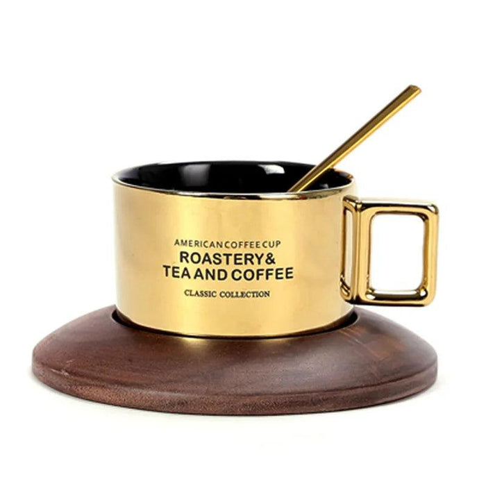 Elegant Ceramic Coffee Cup Set with Golden Accents - 110ml