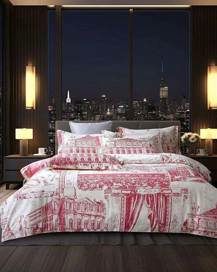 Stylish Modern Cotton Bedding Collection with Vibrant Digital Designs - Duvet Cover, Fitted Sheet & Pillowcases