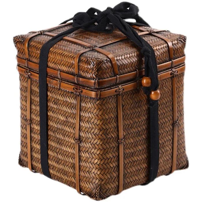 Bamboo Weaving Square Storage Box - Portable Picnic Basket