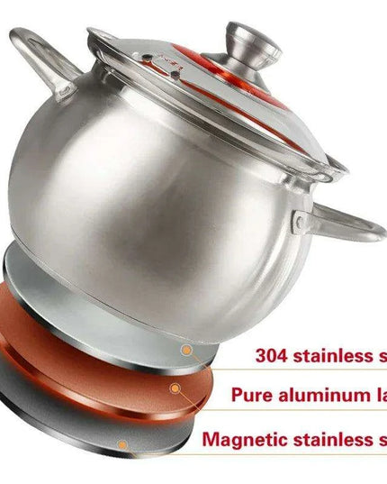 Versatile 304 Stainless Steel Large Soup Pot - Perfect for Gas and Induction Cooking