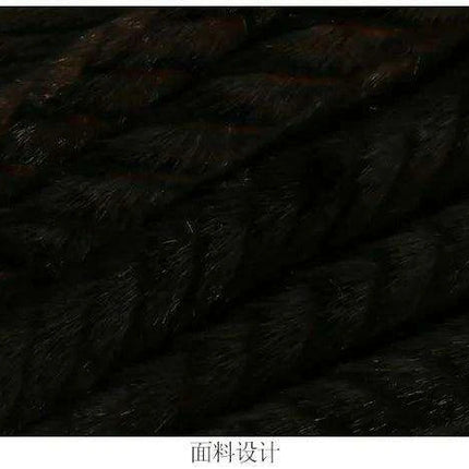 Elegant Striped Faux Mink Fur Winter Coat