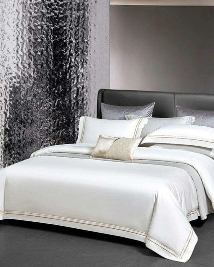 Elegant 1000TC Egyptian Cotton Silky Soft Embroidered Bedding Collection with Duvet Cover, Sheet, and Pillowcases