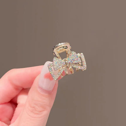 Mini Rhinestone Bow Hair Claw Clip — Lightweight Daily Hair Accessory