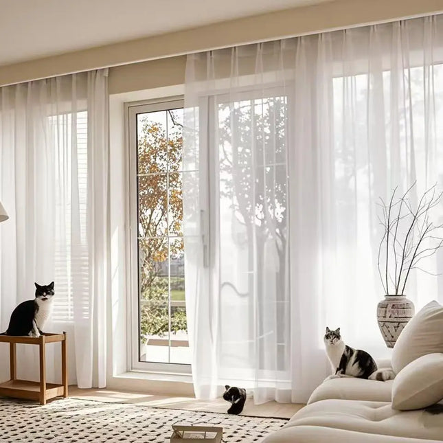 Custom White Sheer Tulle Curtains – Transparent Drape for Living Room & Events