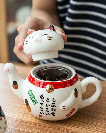 Delightful Maneki Neko Ceramic Tea Set for Enchanting Gatherings
