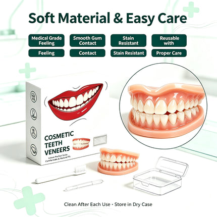 Natural-Look Silicone Full Dentures — Soft, Lightweight, Daily Wear