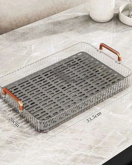 Elegant Multi-Purpose Plastic Tea Serving Tray with Handles for Home and Dining Use