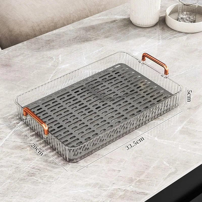 Elegant Multi-Purpose Plastic Tea Serving Tray with Handles for Home and Dining Use
