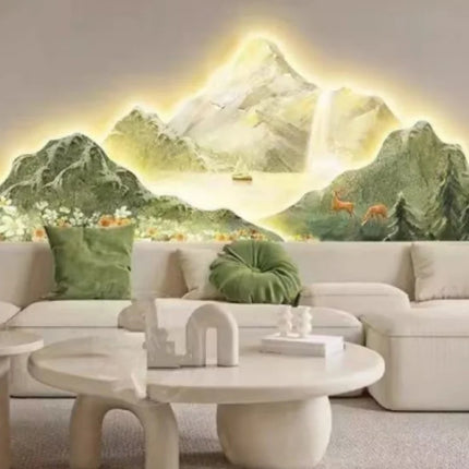 Cream Style Mountain Painting Wall Lamp | High-End Decorative Sconce
