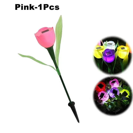 Solar LED Tulip Garden Lights — Waterproof Outdoor Pathway Decor