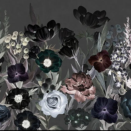 Dark Botanical Floral Mural Wallpaper — Custom Size | Très Élite