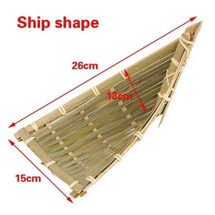 Sophisticated Bamboo Sushi and Sashimi Serving Set with Decorative Accents