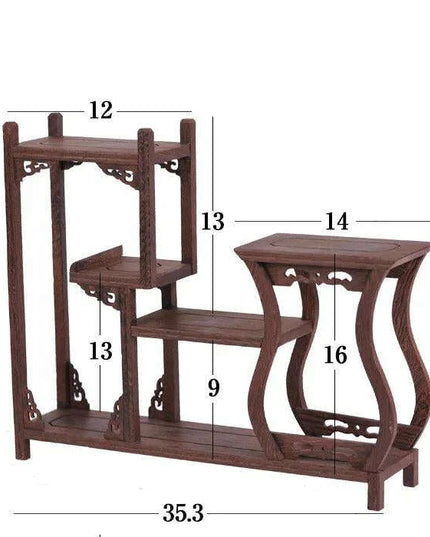 Handcrafted Wooden Display Stand for the Traditional Kung Fu Tea Ceremony