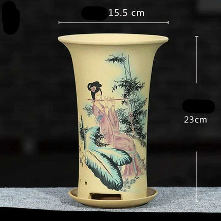 Elegant Lavender Sand Orchid Planter Set: Chic Botanical Accent