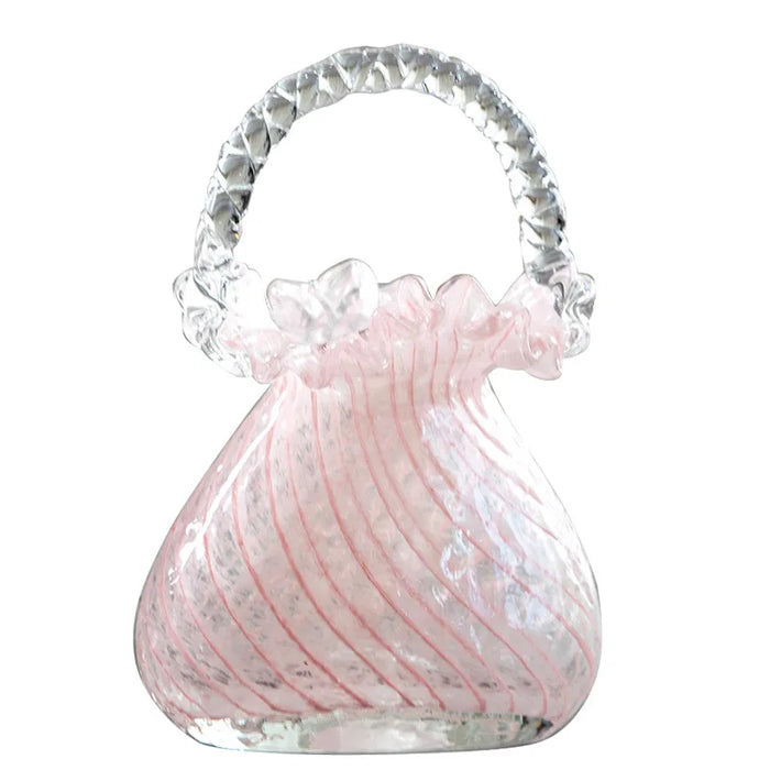 Pink Glass Vase Purse with Wavy Handle