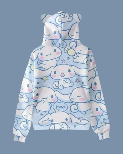 Adorable Cinnamoroll Cat-Eared Hoodie for Girls - Charming Sanrio Character Sweatshirt