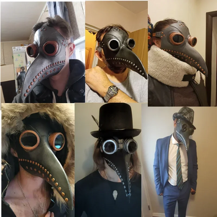 Black Rubber Plague Doctor Mask Costume Halloween Cartoon Spooky Steampunk Gas Latex Mask for Kids and Adults Cosplay Props black-rubber-plague-doctor-mask-costume-halloween-cartoon-spooky-steampunk-gas-latex-mask-for-kids-and-adults-cosplay-props-1